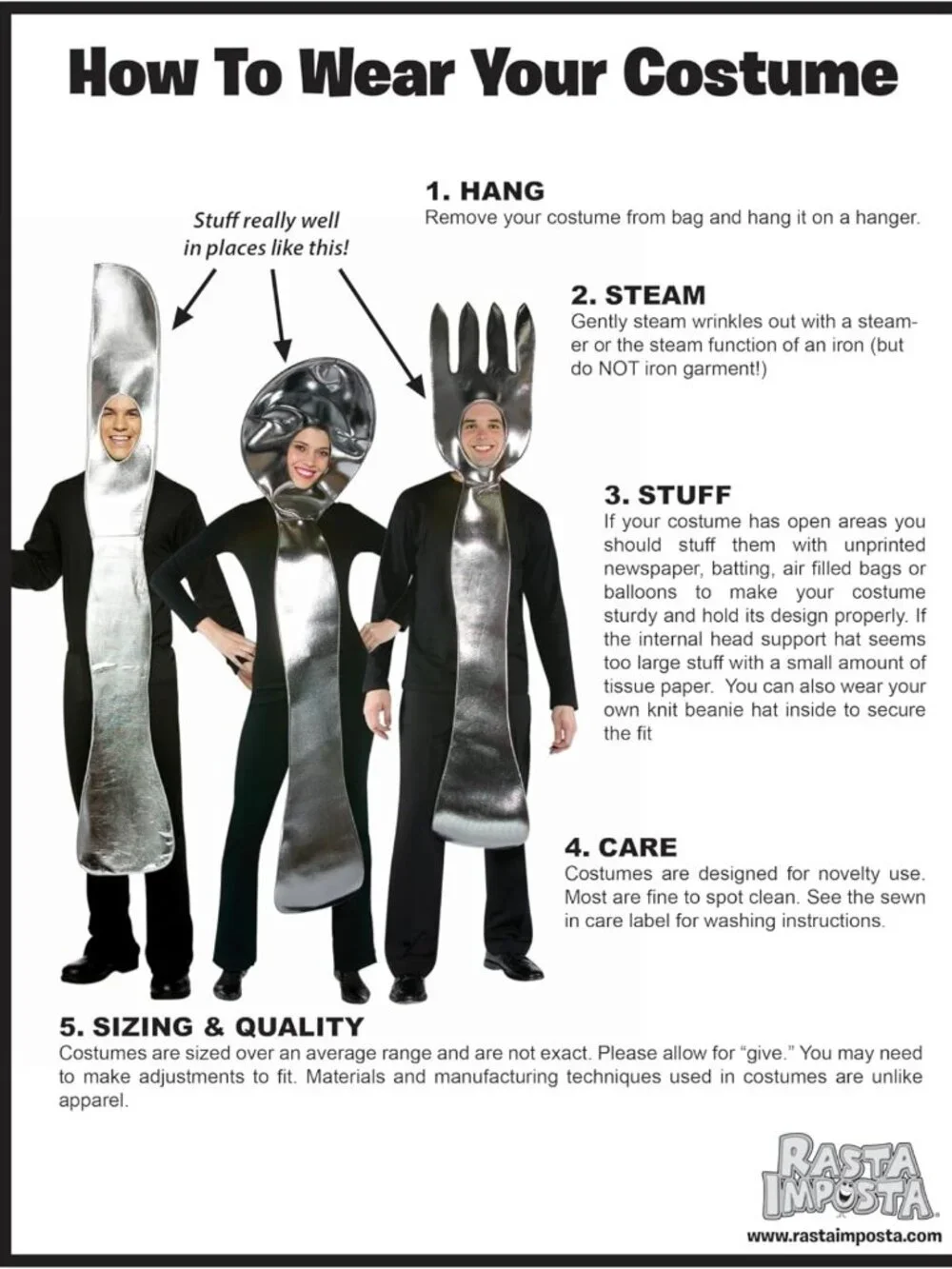 3 Pack Utensil Costume Set - Silver Knife, Fork & Spoon for Halloween Couples